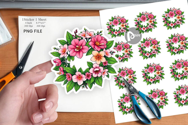 Spring Wreath Sticker Sublimation artnoy 
