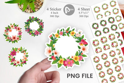 Spring Wreath Sticker Sublimation artnoy 