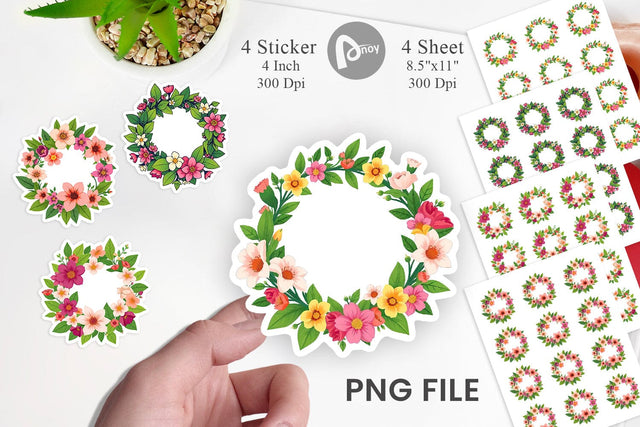 Spring Wreath Sticker Sublimation artnoy 