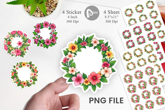 Spring Wreath Sticker Sublimation artnoy 