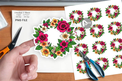 Spring Wreath Sticker Sublimation artnoy 