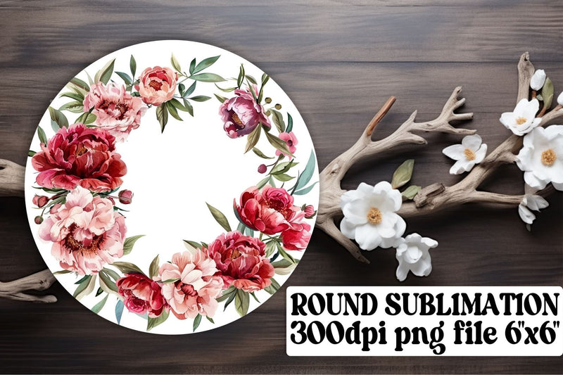 SpringThemed Floral Watercolor Round Sublimation afrosvg 