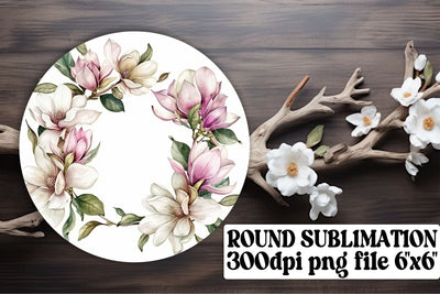 SpringThemed Watercolor Flower Wreath Sublimation afrosvg 