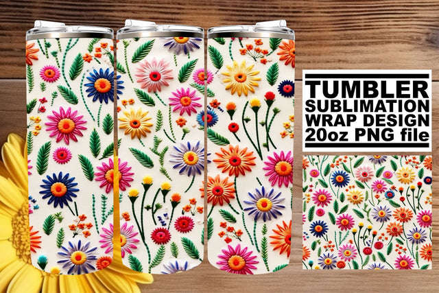 Springtime 3D Flower Pattern Tumbler Wrap Sublimation afrosvg 