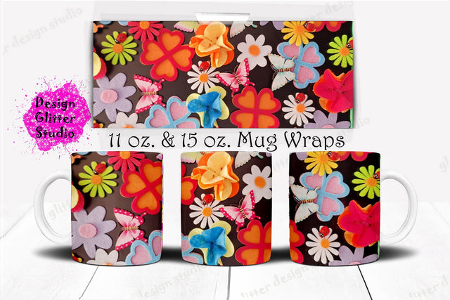 Springtime Easter Coffee Mug Design Sublimation,Easter Mug Wrap, Spring Floral Watercolor mug wrap, Easter Eggs Png,black mug Template PNG Sublimation ArtStudio 