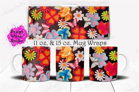 Springtime Easter Coffee Mug Design Sublimation,Easter Mug Wrap, Spring Floral Watercolor mug wrap, Easter Eggs Png,black mug Template PNG Sublimation ArtStudio 