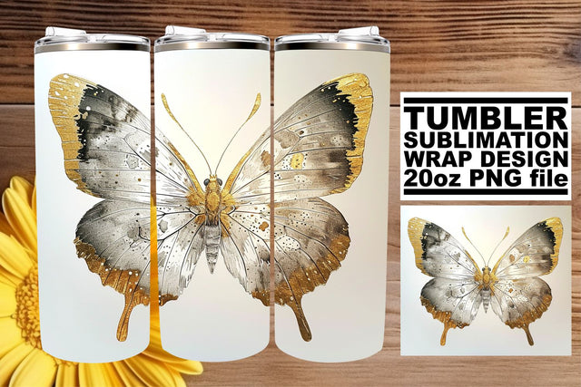 Springtime Elegance: Butterfly Motif Sublimation Wrap - 20oz Sublimation afrosvg 