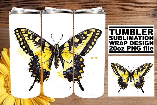 Springtime Elegance Butterfly Tumbler Wrap Sublimation afrosvg 