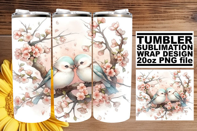 Springtime Feathered Tumbler Art Sublimation afrosvg 
