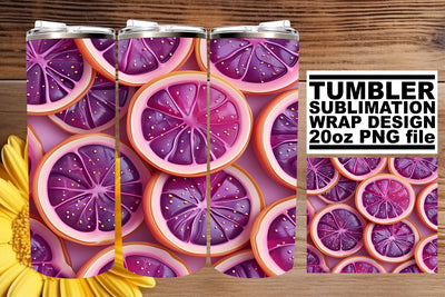 Springtime Fruit Pattern Tumbler Wrap Sublimation Design Sublimation afrosvg 