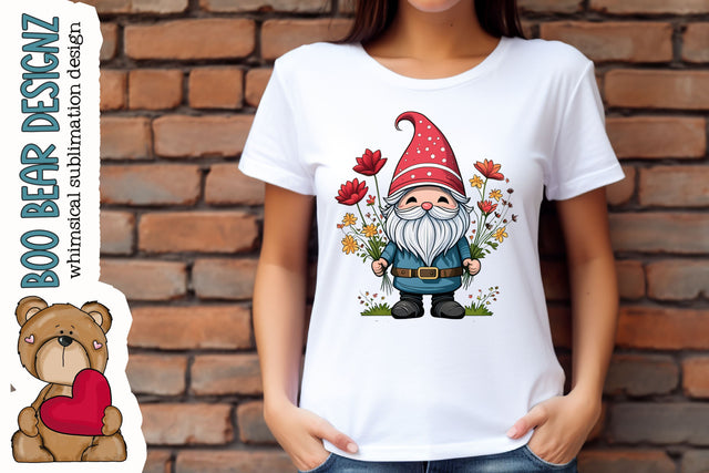 Springtime Garden Gnome Clipart Sublimation Boo Bear Designz 