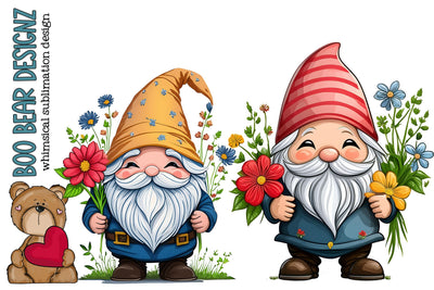 Springtime Garden Gnome Clipart Sublimation Boo Bear Designz 