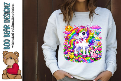 Springtime Rainbow Unicorn Clipart Sublimation Boo Bear Designz 