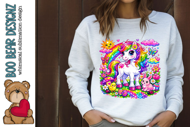 Springtime Rainbow Unicorn Clipart Sublimation Boo Bear Designz 
