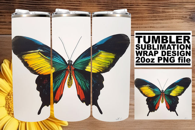Springtime Soar: Butterfly Sublimation Tumbler Wrap - 20oz Sublimation afrosvg 