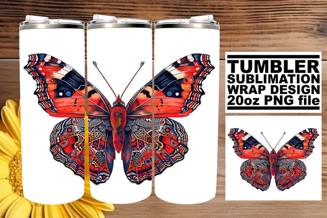 Springtime Splendor: Butterfly Sublimation Tumbler Wrap - 20oz Sublimation afrosvg 