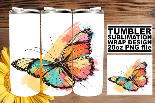 Springtime Splendor Butterfly Tumbler Design Sublimation afrosvg 