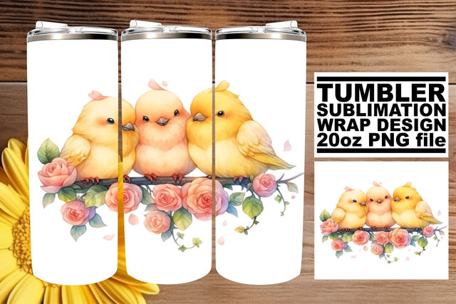 Springtime Tweeties Tumbler Wrap Sublimation afrosvg 