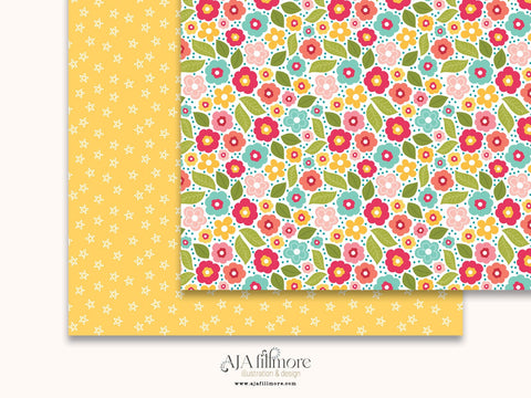 Springtime Whimsy - Butterfly & Floral Digital Scrapbook Paper SVG Aja Nicole Designs 