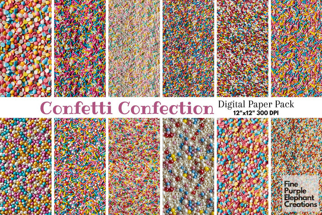 Sprinkles Rainbow Candy Confetti Texture Paper Digital Pattern Fine Purple Elephant Creations 