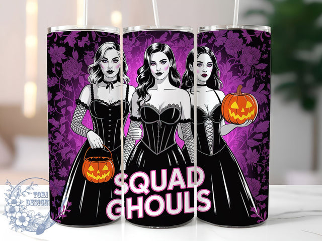 Squad Ghouls Floral Witch Halloween Tumbler, Floral Witch Wrap, Halloween Cup Design, 20Oz Sublimation Tumbler, Spooky Witch Drinkware, Ghoul Friends Gift, Creepy Cute Wrap Sublimation ToriDesigns 