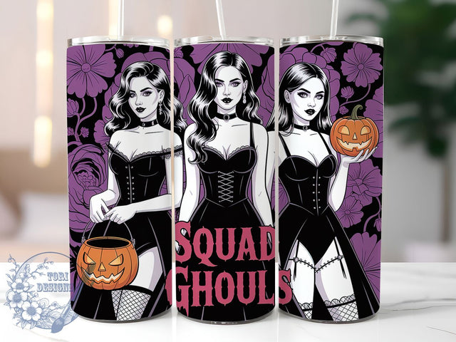 Squad Ghouls Floral Witch Halloween Tumbler, Floral Witch Wrap, Halloween Cup Design, 20Oz Sublimation Tumbler, Spooky Witch Drinkware, Ghoul Friends Gift, Creepy Cute Wrap Sublimation ToriDesigns 