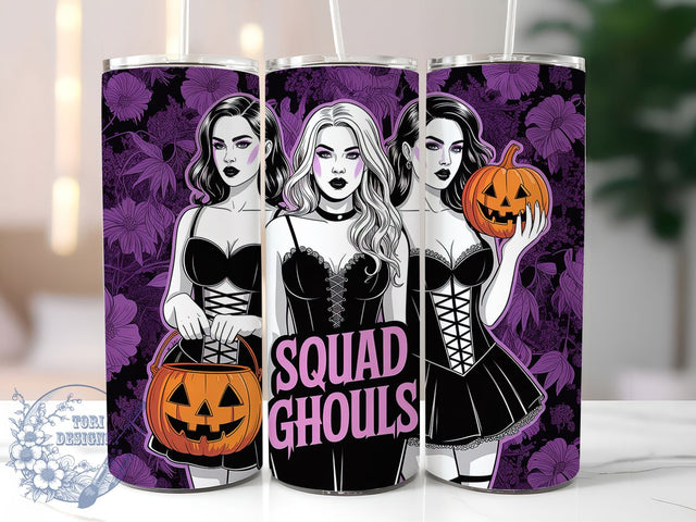 Squad Ghouls Floral Witch Halloween Tumbler, Floral Witch Wrap, Halloween Cup Design, 20Oz Sublimation Tumbler, Spooky Witch Drinkware, Ghoul Friends Gift, Creepy Cute Wrap Sublimation ToriDesigns 