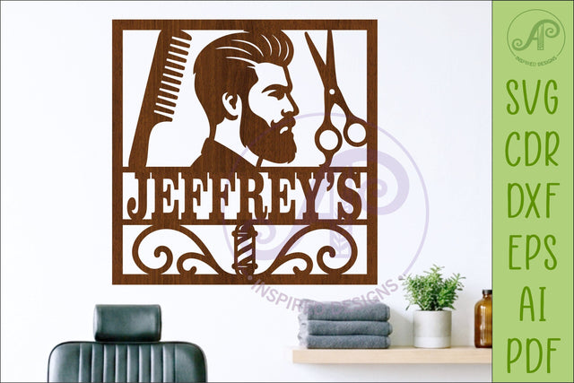 Square Barber Name Sign, Custom Salon Wall Decor, SVG APInspireddesigns 