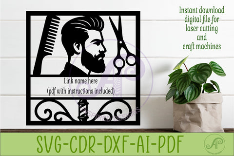 Square Barber Name Sign, Custom Salon Wall Decor, SVG APInspireddesigns 