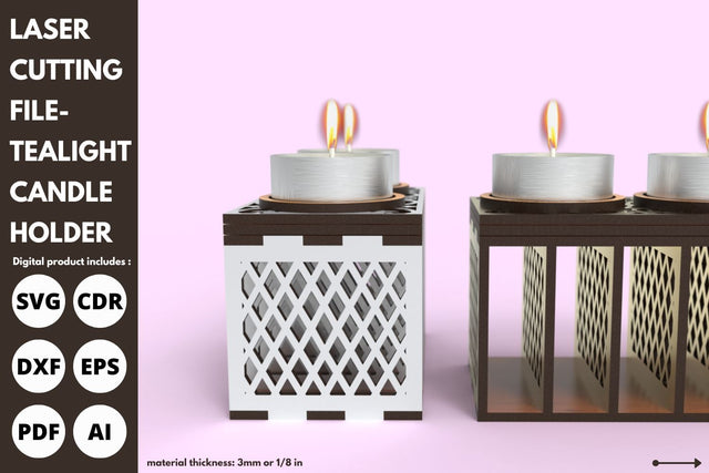 square base Tealight candle holder | SVG | laser cutting file | glowforge SVG tofigh4lang 