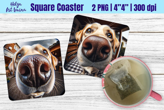 Square Coaster Sublimation | Funny dog Sublimation Helga Art 
