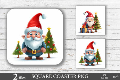 Square Coaster Sublimation PNG. 3D Christmas Gnome PNG Sublimation Olga Terlyanskaya 