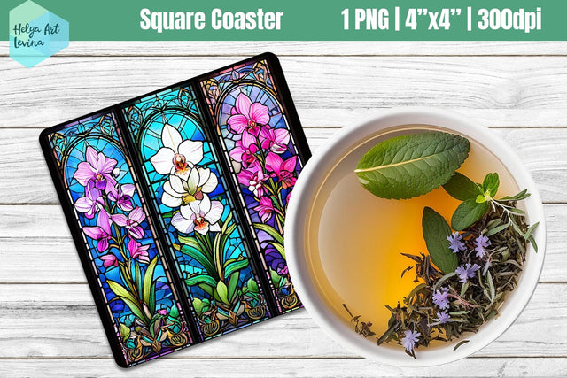 Square Coasters Sublimation | Orchid Sublimation Helga Art 