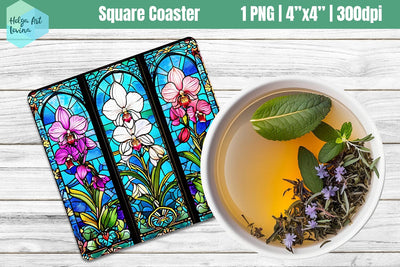 Square Coasters Sublimation | Orchid Sublimation Helga Art 
