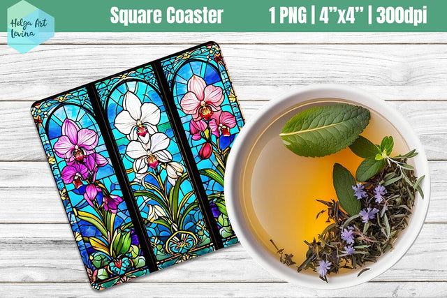 Square Coasters Sublimation | Orchid Sublimation Helga Art 