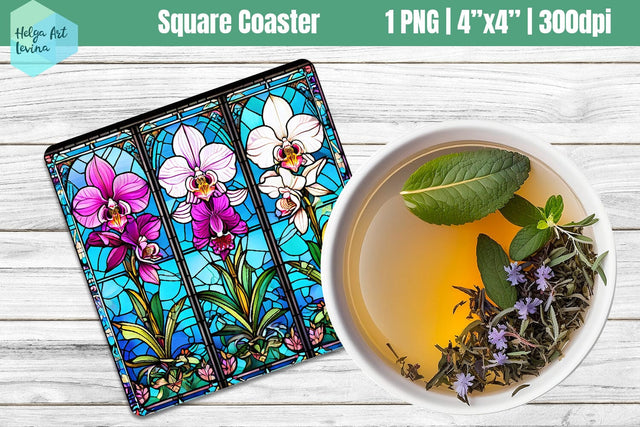 Square Coasters Sublimation | Orchid Sublimation Helga Art 