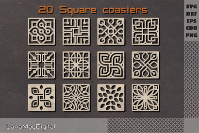 Square coasters svg Decorative panel dxf Partition screen SVG LanaMagDigital 