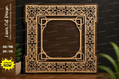 Square Floral Frame Laser Cut SVG Design SVG Regulrcrative 