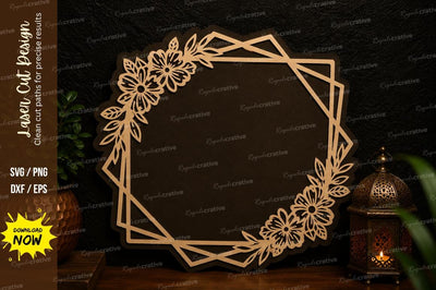 Square Floral Frame Laser Cut Svg Design SVG Regulrcrative 