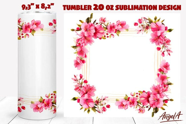 Square frame tumbler wrap sublimation / floral frame png Sublimation Angelina Semenova 