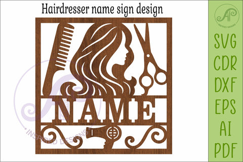 Square Hairdresser Name Sign, Custom Salon Wall Decor, SVG APInspireddesigns 