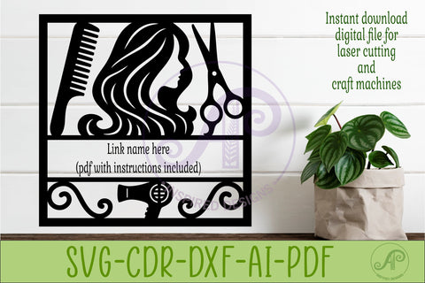 Square Hairdresser Name Sign, Custom Salon Wall Decor, SVG APInspireddesigns 