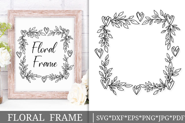 Square Heart Wreath SVG | Romantic Leaf Frame Cut File for Cricut & Silhouette SVG Tafti Art 