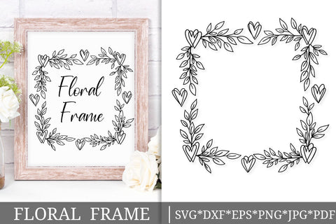 Square Heart Wreath SVG | Romantic Leaf Frame Cut File for Cricut & Silhouette SVG Tafti Art 