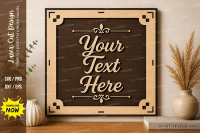 Square Text Frame laser Cut svg Cutting file SVG Regulrcrative 