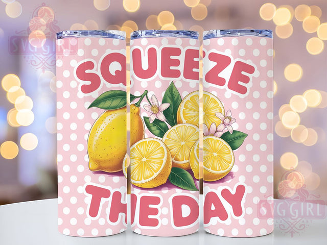 Squeeze the Day 20oz Tumbler, Squeeze The Day Quote, Citrus Summer Illustration, Sublimation Tumbler Wrap, 20oz Tumbler, Fun Summer Gift, Bright Fresh Style Sublimation SvggirlplusArt 