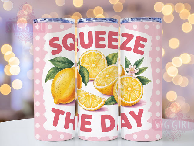 Squeeze the Day 20oz Tumbler, Squeeze The Day Quote, Citrus Summer Illustration, Sublimation Tumbler Wrap, 20oz Tumbler, Fun Summer Gift, Bright Fresh Style Sublimation SvggirlplusArt 