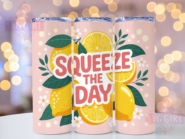 Squeeze the Day 20oz Tumbler, Squeeze The Day Quote, Citrus Summer Illustration, Sublimation Tumbler Wrap, 20oz Tumbler, Fun Summer Gift, Bright Fresh Style Sublimation SvggirlplusArt 