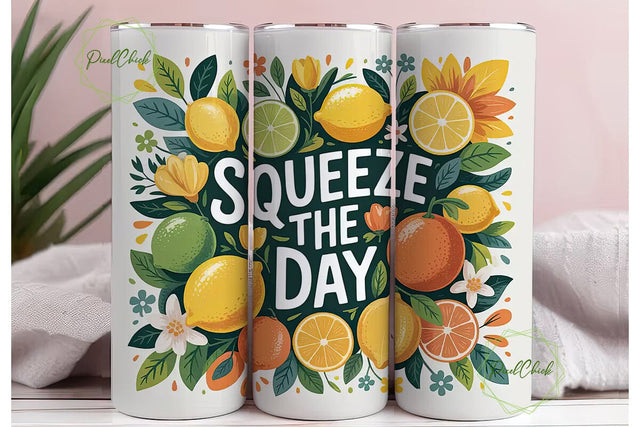 Squeeze the Day 20oz Tumbler Wrap Sublimation PixelChick 