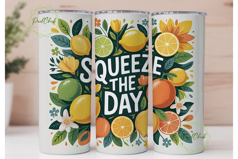 Squeeze the Day 20oz Tumbler Wrap Sublimation PixelChick 